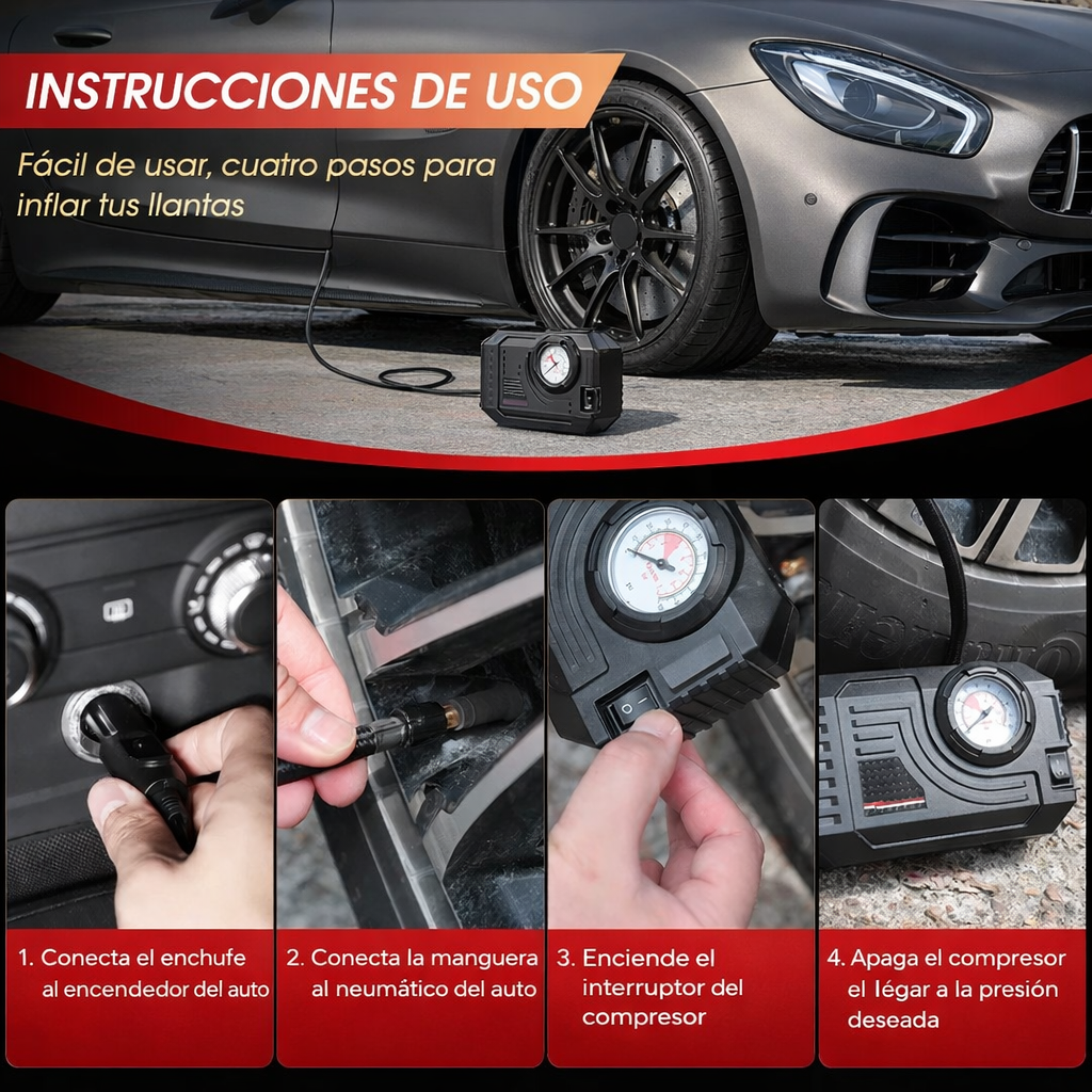 INFLADOR DE LLANTAS PROFESIONAL - COMPACTO Y POTENTE